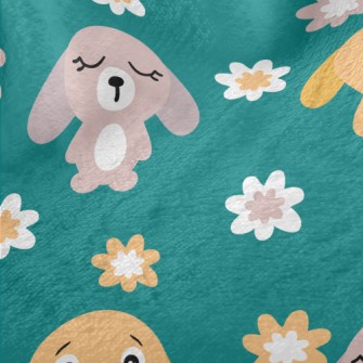 Summer Bunny And Flowers Minky