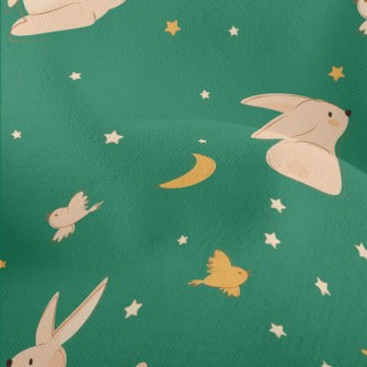 Moon And Rabbit Illustration Lightweight Performance Linen