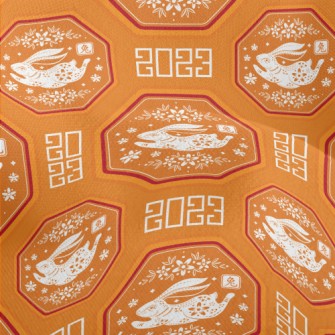 Chinese Flowers And Rabbits Lightweight Performance Linen
