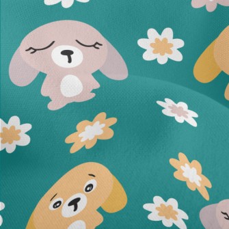 Summer Bunny And Flowers Lightweight Performance Linen