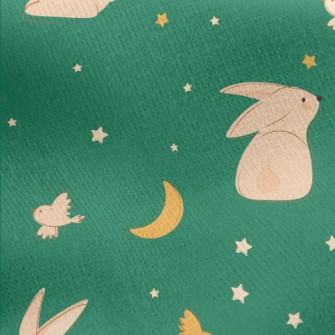 Moon And Rabbit Illustration Jersey Backed Fleece