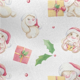 Watercolor Bunny For Christmas Jersey Backed Fleece