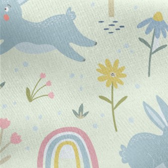 Forest Running Rabbit Jersey Backed Fleece
