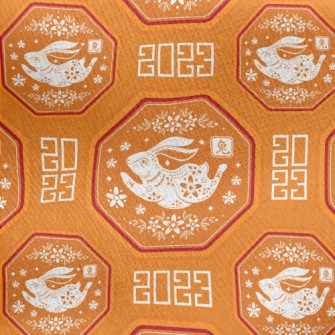 Chinese Flowers And Rabbits Jersey Backed Fleece
