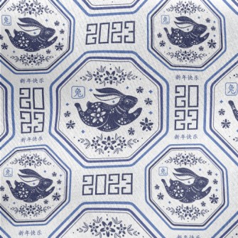 Elegant Blue And White Porcela Jersey Backed Fleece