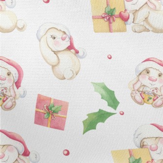 Watercolor Bunny For Christmas Pongee
