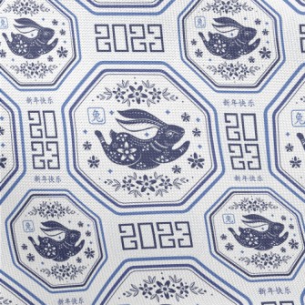 Elegant Blue And White Porcela Pongee