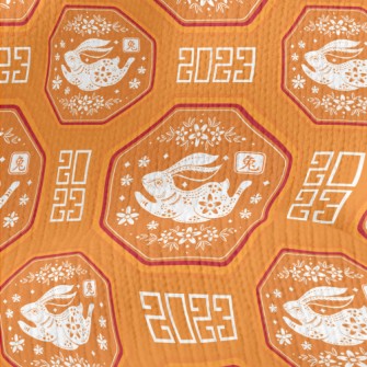 Chinese Flowers And Rabbits Stretch Jersey
