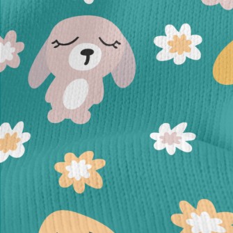 Summer Bunny And Flowers Stretch Jersey