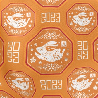 Chinese Flowers And Rabbits Lightweight Cotton Poplin