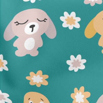 Summer Bunny And Flowers Lightweight Cotton Poplin