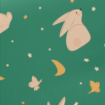 Moon And Rabbit Illustration Midweight Cotton Poplin