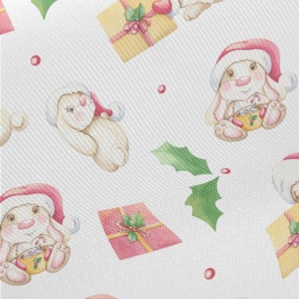 Watercolor Bunny For Christmas Midweight Cotton Poplin