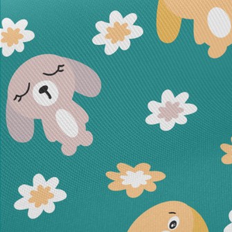 Summer Bunny And Flowers Midweight Cotton Poplin