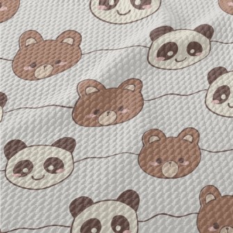 Cute Brown Bear And Panda Birdseye Piqué