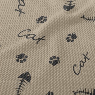 Cat English And Fish Bone Paw  Birdseye Piqué