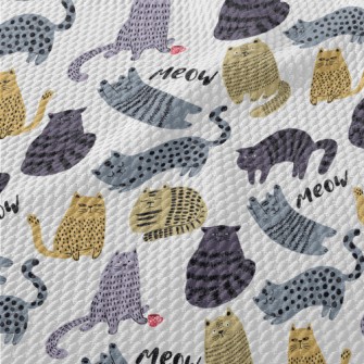 Fluffy Chubby Cat Birdseye Piqué