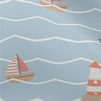Red And Blue Sailboat And Ligh Chiffon