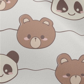 Cute Brown Bear And Panda Chiffon