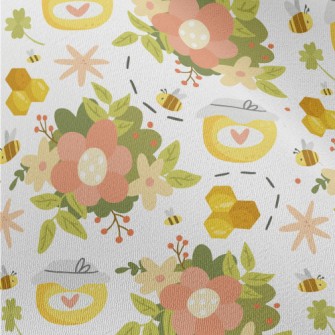 Gentle Flowers And Bee Honey Chiffon