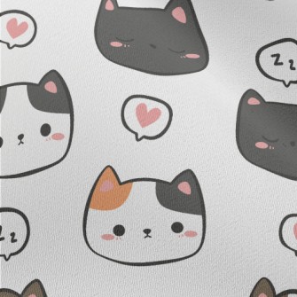 Hand Drawn Cute Cats Of Variou Chiffon