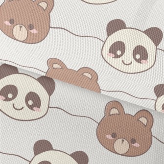 Cute Brown Bear And Panda Waterproof Oxford