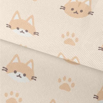 Orange And White Cat And Paw P Waterproof Oxford