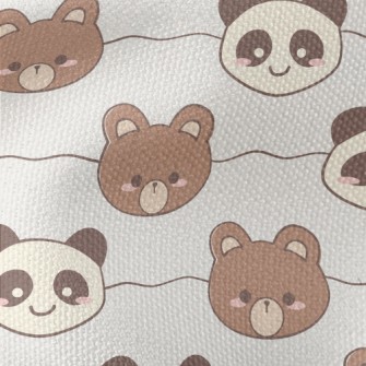 Cute Brown Bear And Panda Waterproof Canvas