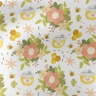 Gentle Flowers And Bee Honey Waterproof Canvas