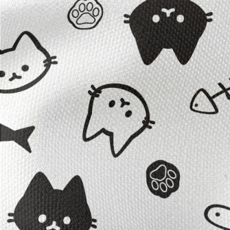 Cute Black And White Cat Waterproof Canvas