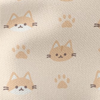 Orange And White Cat And Paw P Waterproof Canvas