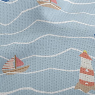 Red And Blue Sailboat And Ligh Athletic Mesh Flat Back