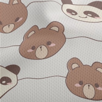 Cute Brown Bear And Panda Athletic Mesh Flat Back
