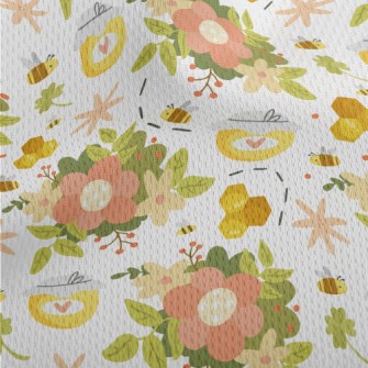Gentle Flowers And Bee Honey Athletic Mesh Flat Back