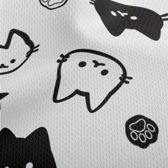 Cute Black And White Cat Athletic Mesh Flat Back