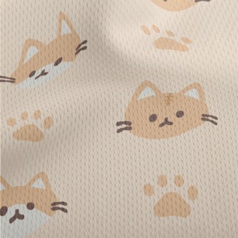 Orange And White Cat And Paw P Athletic Mesh Flat Back