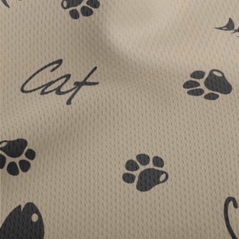 Cat English And Fish Bone Paw  Athletic Mesh Flat Back
