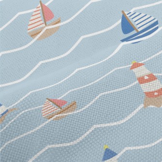Red And Blue Sailboat And Ligh Performance Linen