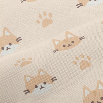 Orange And White Cat And Paw P Performance Linen