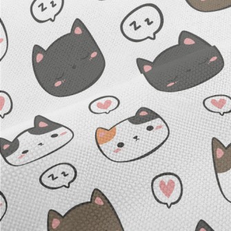 Hand Drawn Cute Cats Of Variou Performance Linen