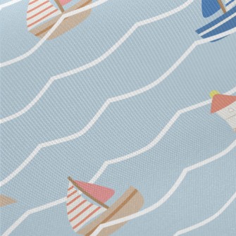 Red And Blue Sailboat And Ligh Twill