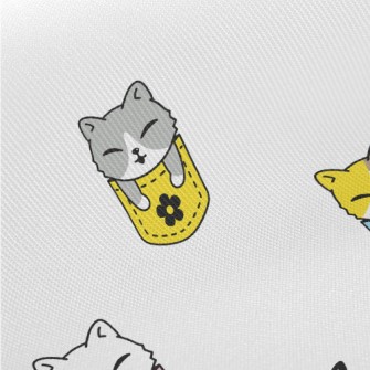 Cat In A Colorful Pocket Twill