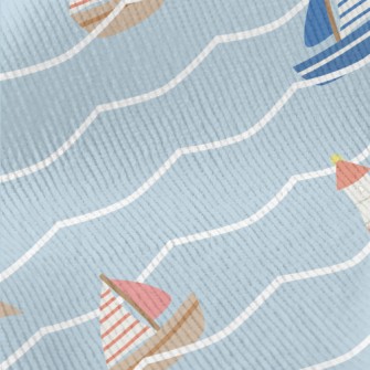 Red And Blue Sailboat And Ligh Standard Corduroy