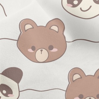 Cute Brown Bear And Panda Micro Fleece