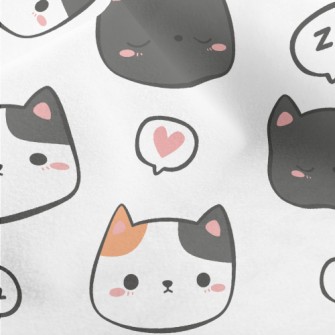 Hand Drawn Cute Cats Of Variou Micro Fleece