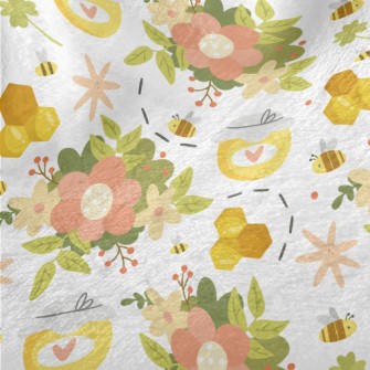 Gentle Flowers And Bee Honey Minky