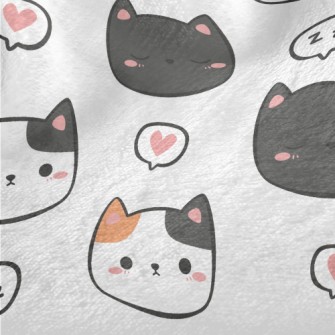 Hand Drawn Cute Cats Of Variou Minky
