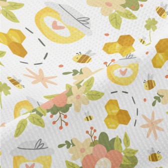 Gentle Flowers And Bee Honey Piqué
