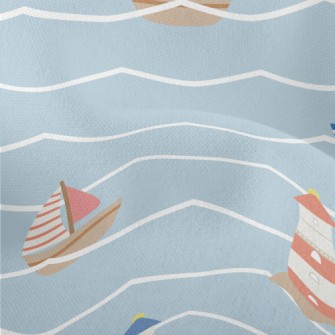 Red And Blue Sailboat And Ligh Lightweight Performance Linen