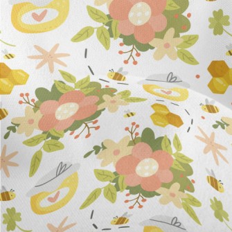 Gentle Flowers And Bee Honey Lightweight Performance Linen